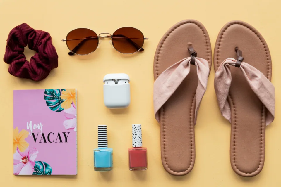 Editorial lifestyle photograph for building a travel toiletry kit.
